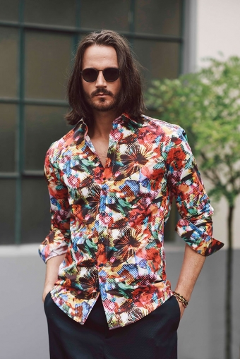 Wilting Moon Flower Heren shirt Kleding Herenkleding Overhemden & T-shirts Overhemden 