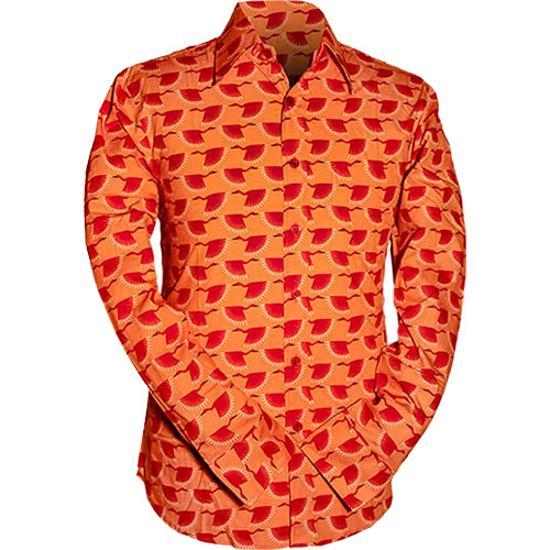 chenaski retro overhemd kraanvogels- ood oranje