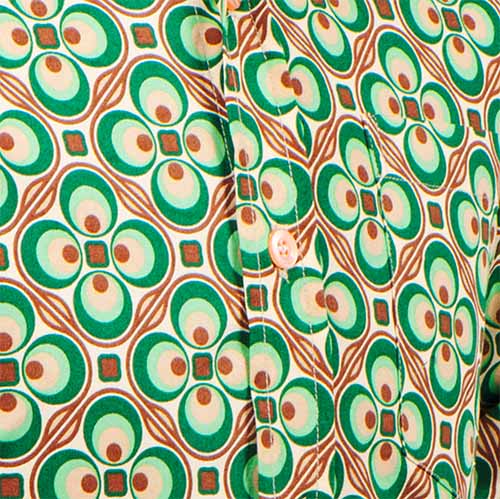 chenaski retro seventies-overhemd dotsgrid creme green
