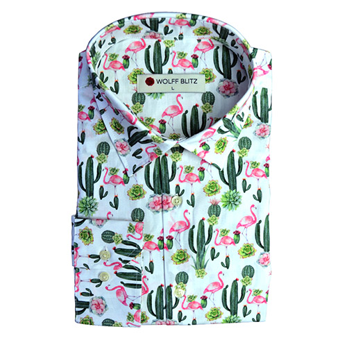 flamingo cactus overhemd