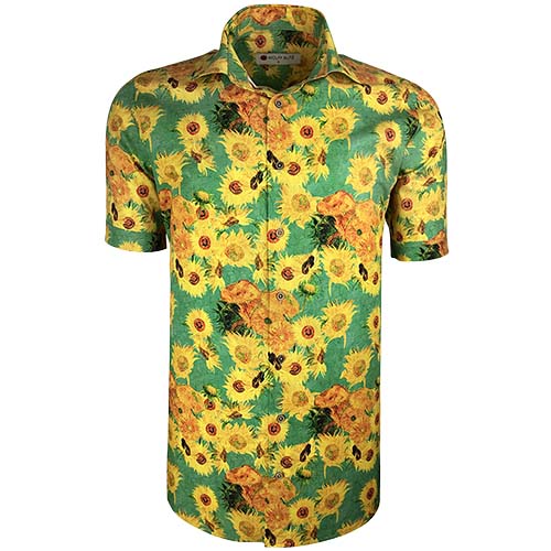 richting Rijpen ding Overhemd korte mouw zonnebloem van Gogh is een casual herenshirt