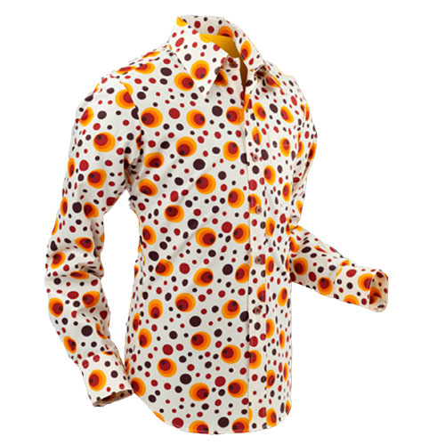 retro overhemd heren oranje bruine dots