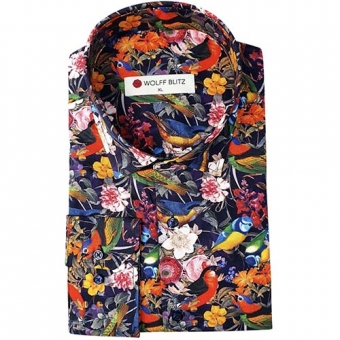 bloemen blouse heren met vogels