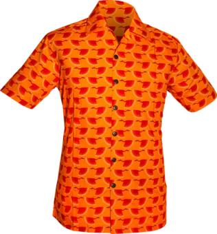 chenaski retro overhemd kraanvogels korte mouwen oranje