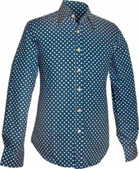 chenaski retro overhemd polka dots blue white polkadotprint