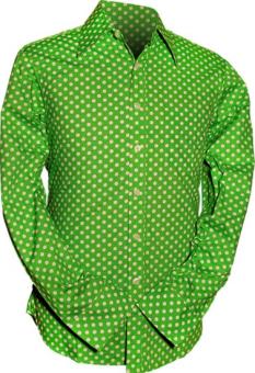 chenaski retro overhemd polka dots green white stippenprint