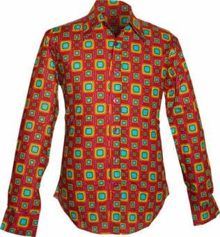 chenaski retro overhemd tube violet-rainbow-met opvallende 70’s geometrische print