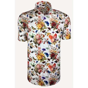 heren bloemen blouse met vlinders