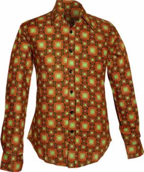 retro overhemd tube green orange brown