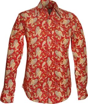 Retro overhemd van Chenaski met rode paisleyprint
