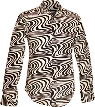 70's wave line creme black