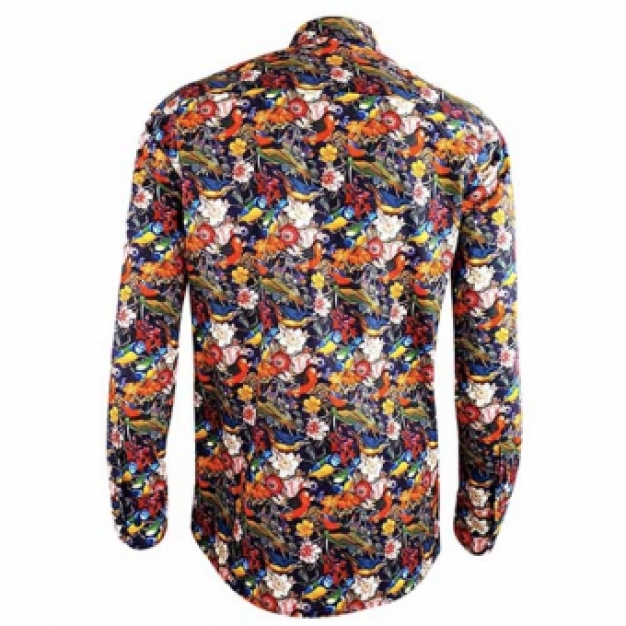 bloemen blouse heren vogels