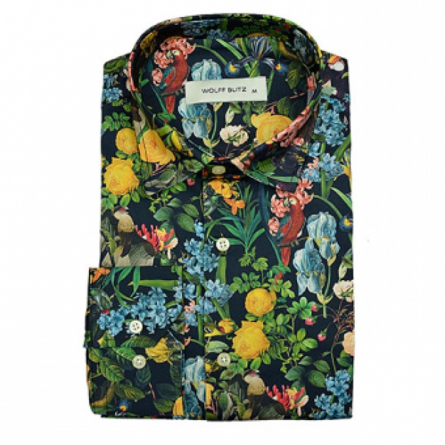 Bloemen print overhemd Wolff Blitz Birds in Paradise