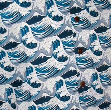 chenaski overhemd japanese waves blauw