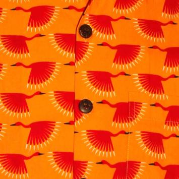 chenaski overhemd kraanvogels korte mouwen oranje