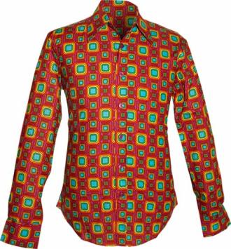 chenaski retro overhemd tube violet-rainbow-met opvallende 70’s geometrische print