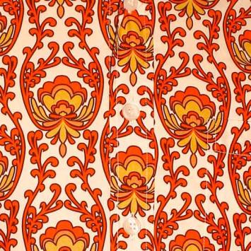chenaski retro overhemd wallpaper flower crème ust mustard
