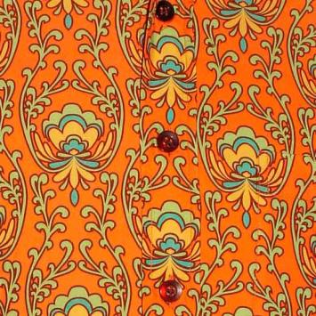 chenaski retro overhemd wallpaper-flower-rust green turquoise groene bloemprint