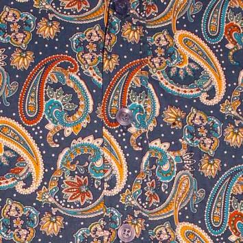 chenaski retro paisley overhemd petrol oker