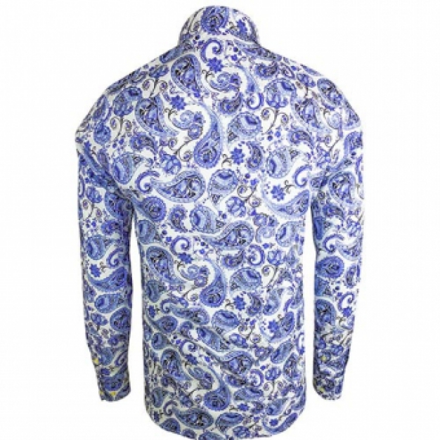delfsblauw paisley overhemd