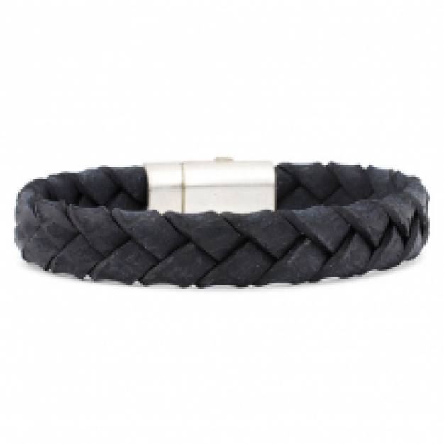 gevlochten leren armband heren marcus black 2