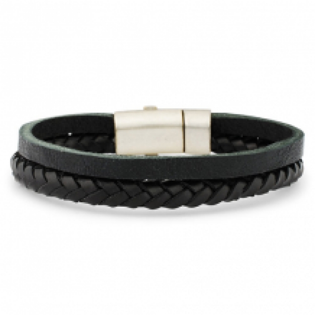 gevlochten leren armband heren zeno black 2