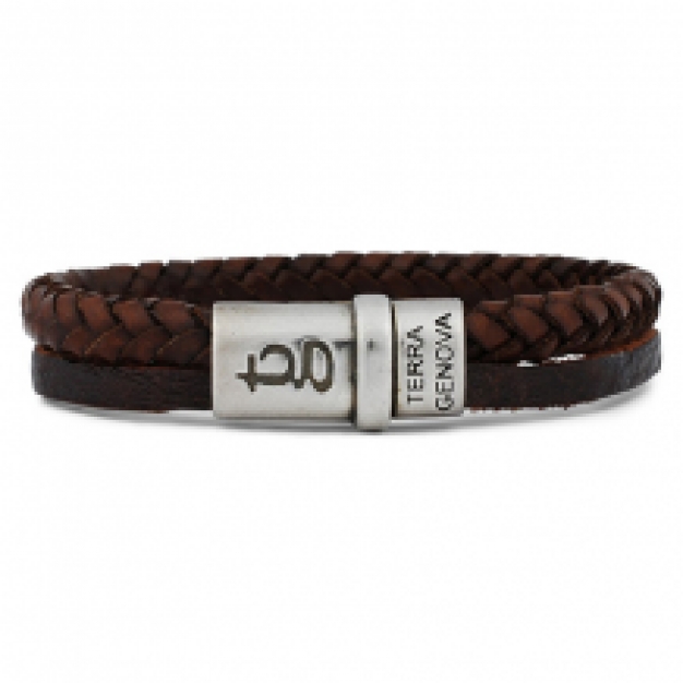 gevlochten leren armband heren zeno brown