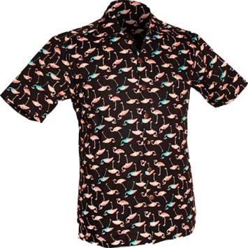 heren blouse flamingo print