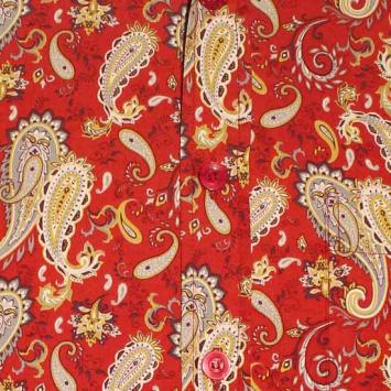 Herenoverhemd met klassieke paisley in geel en beige