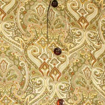 Herenoverhemd vintage stijl met sierlijke paisley in groen en goud