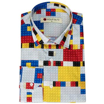 overhemd met lego mondriaan print