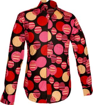retro overhemd met kleurrijk cirkels van chenaski