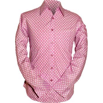 retro overhemd polka- dots lila creme