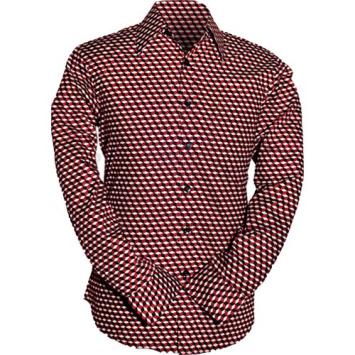 seventies shirt stairs red black