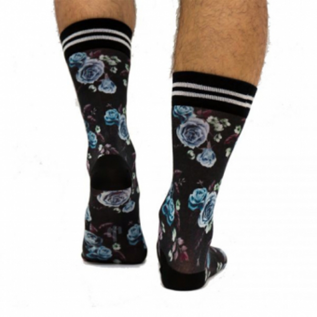 sock my feet dark flowers