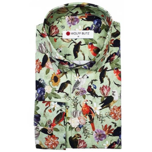 tropische vogels en bloemen blouse